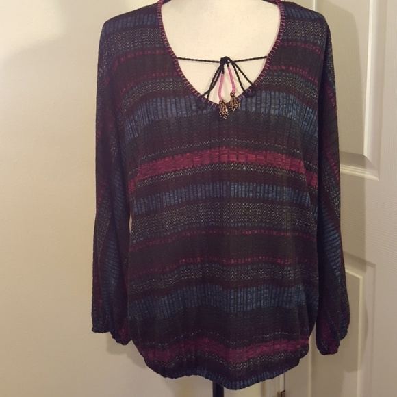 JohnPaulRichard Tops - JohnPaulRichard Boho Pink, Blue, Black Top , Size Medium